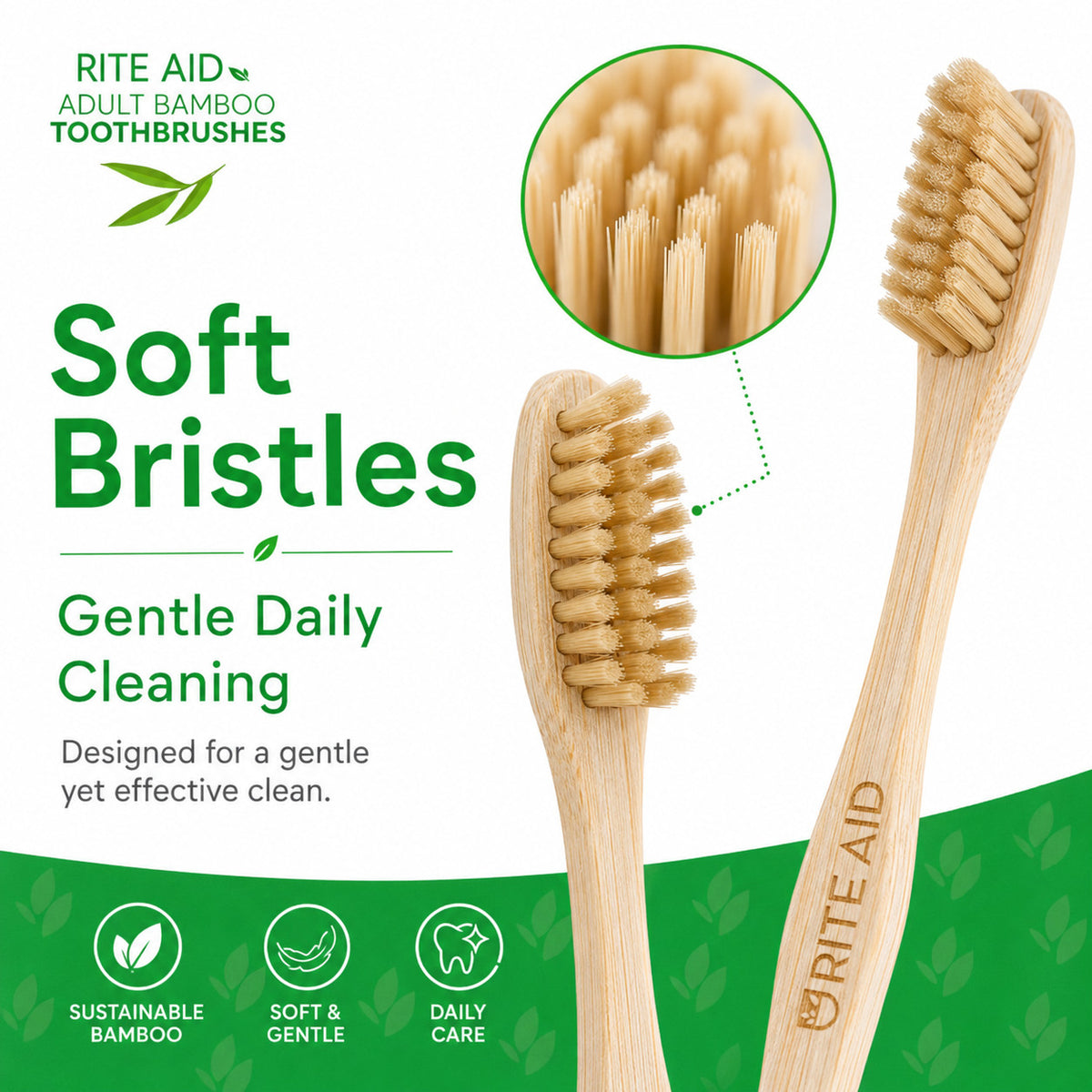 Adult Bamboo Toothbrushes Soft Bristles 4 Pack Eco Friendly BPA Free