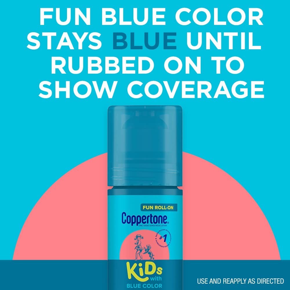 Kids SPF 50 Roll-On Sunscreen Lotion with Zinc Oxide - Water Resistant, Blue