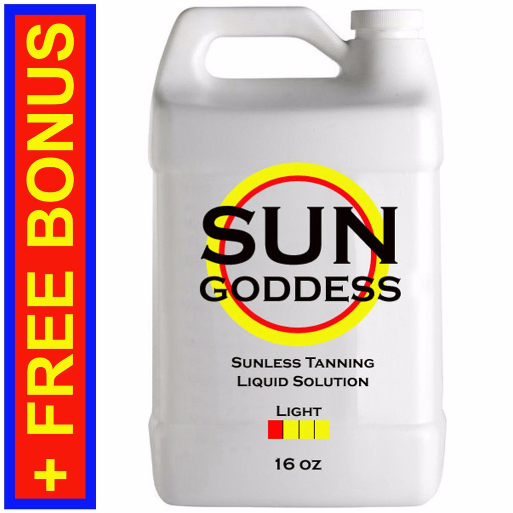 Light Self Tanner Spray Solution 16 oz with Applicator Mitt & Gloves