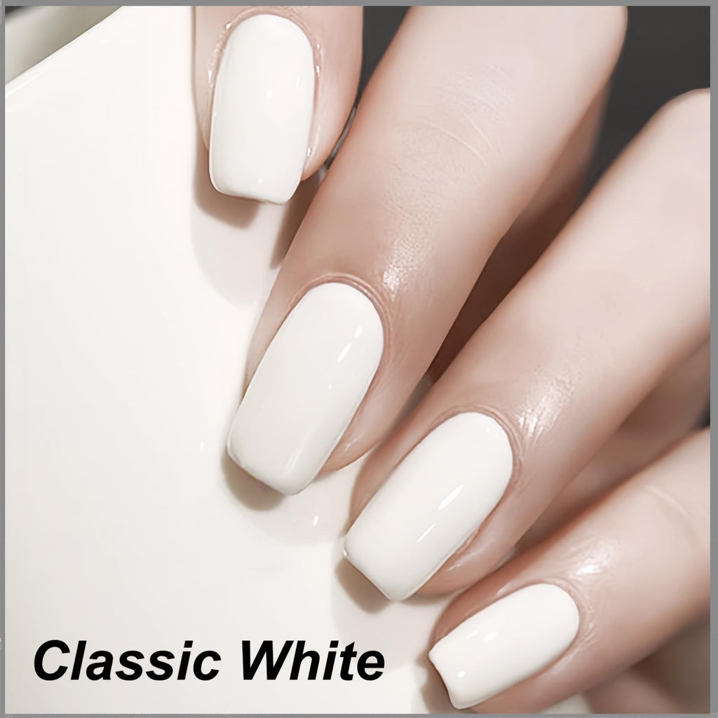 Quick Dry White Nail Polish - Milky White Long-Lasting Glossy Finish