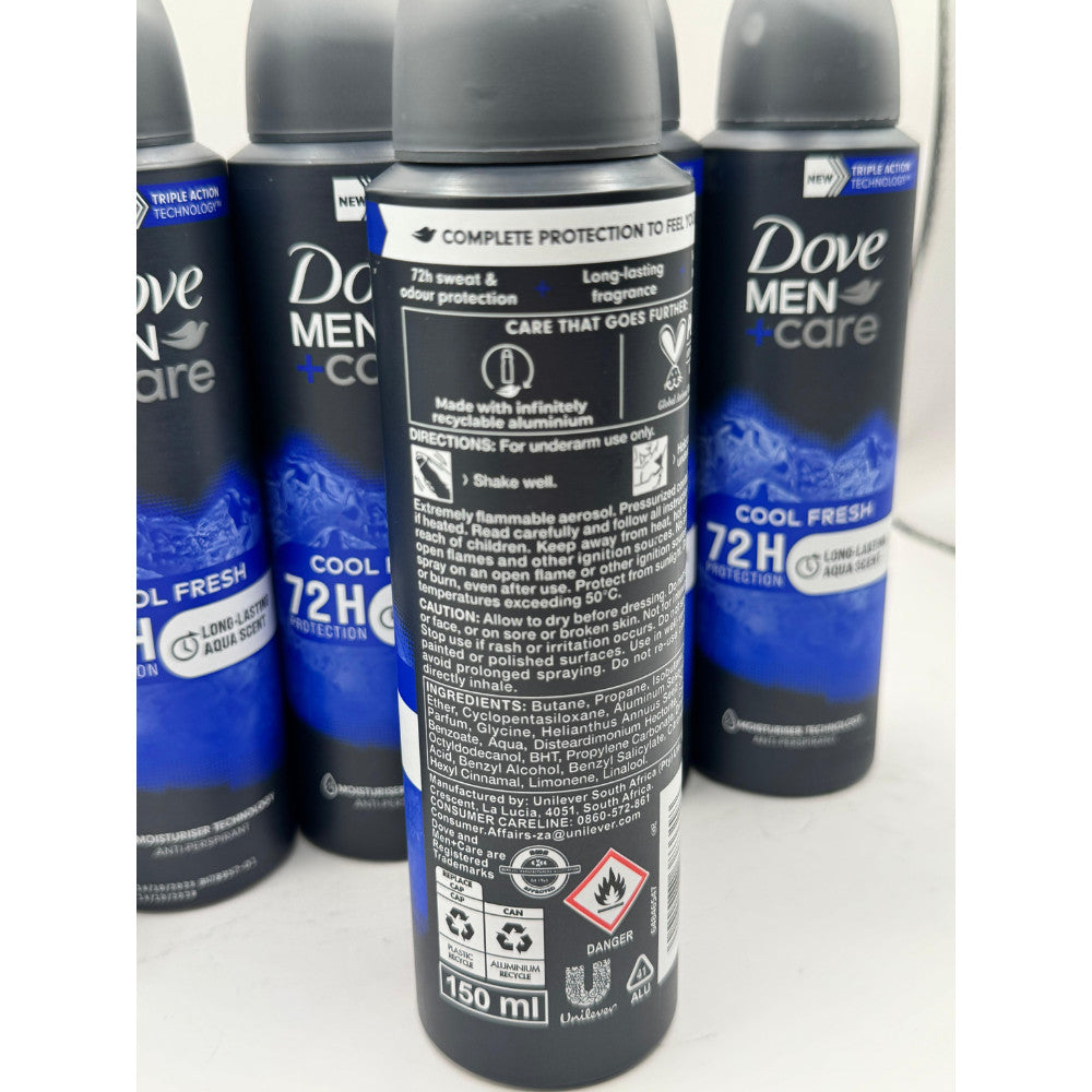 Dove Men+Care Deodorant Spray 6-Pack Variety Set - 72H Anti-Perspirant, Invisible Dry, Cool & Fresh Scents