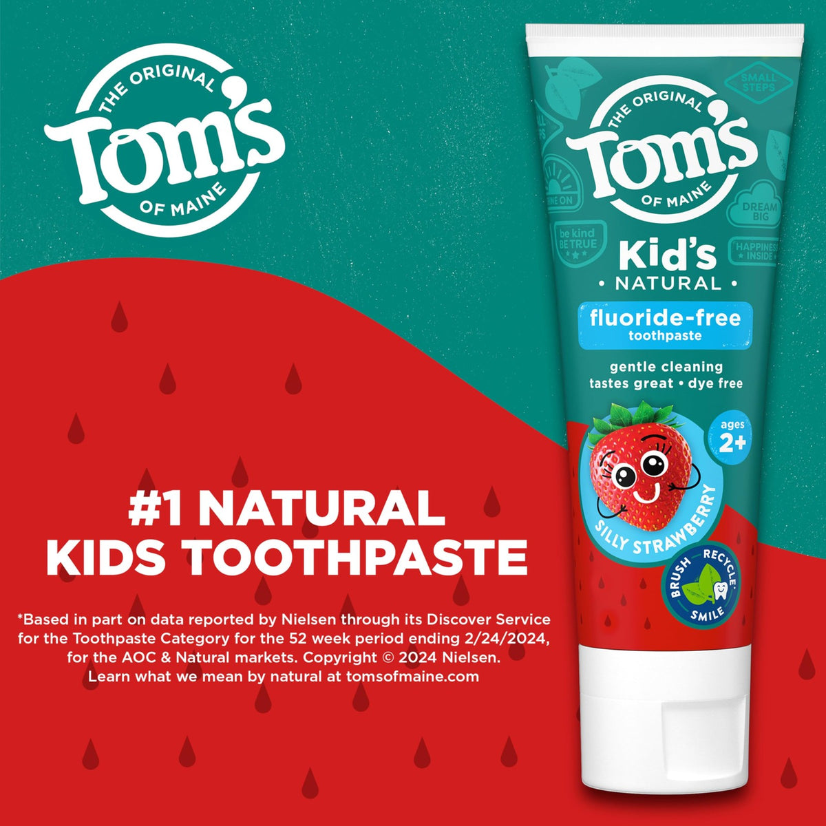 Kids Fluoride-Free Toothpaste with Silly Strawberry Flavor - Pack of 3, 5.1 oz
