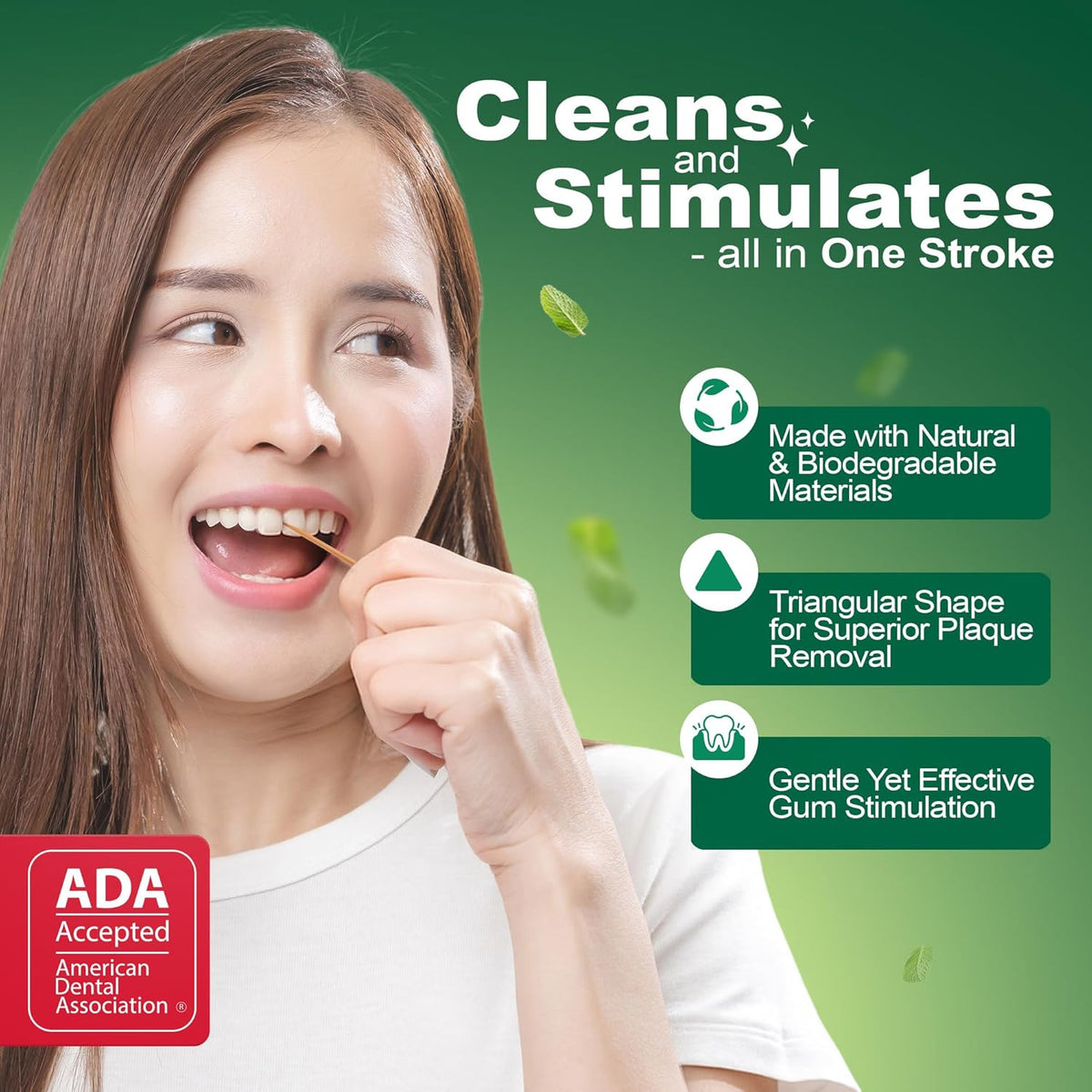Dental Picks Mint Floss Picks for Oral Hygiene, Wooden Toothpicks for Food