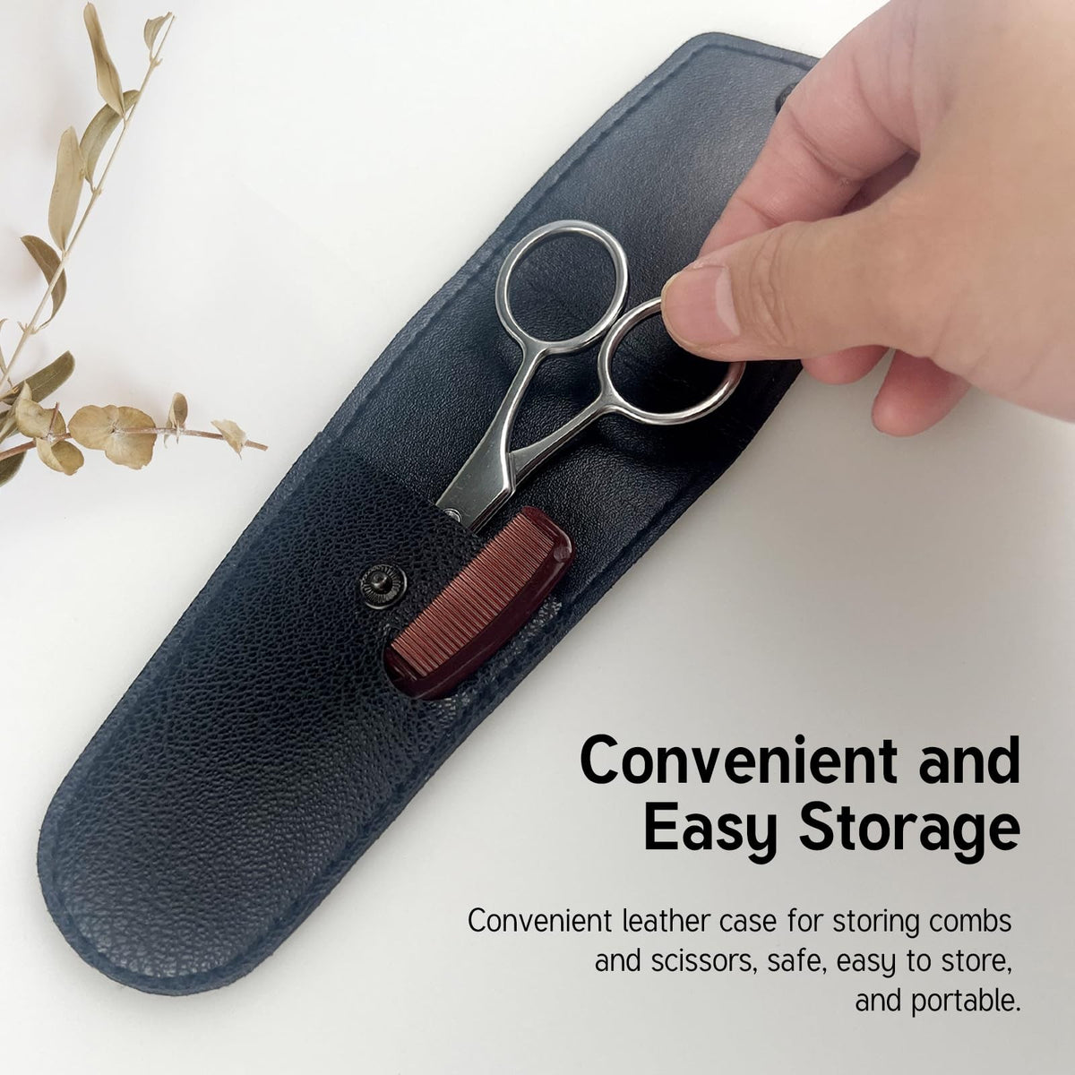 Men's Mustache Grooming Kit with Precision Scissors & Comb Travel Set