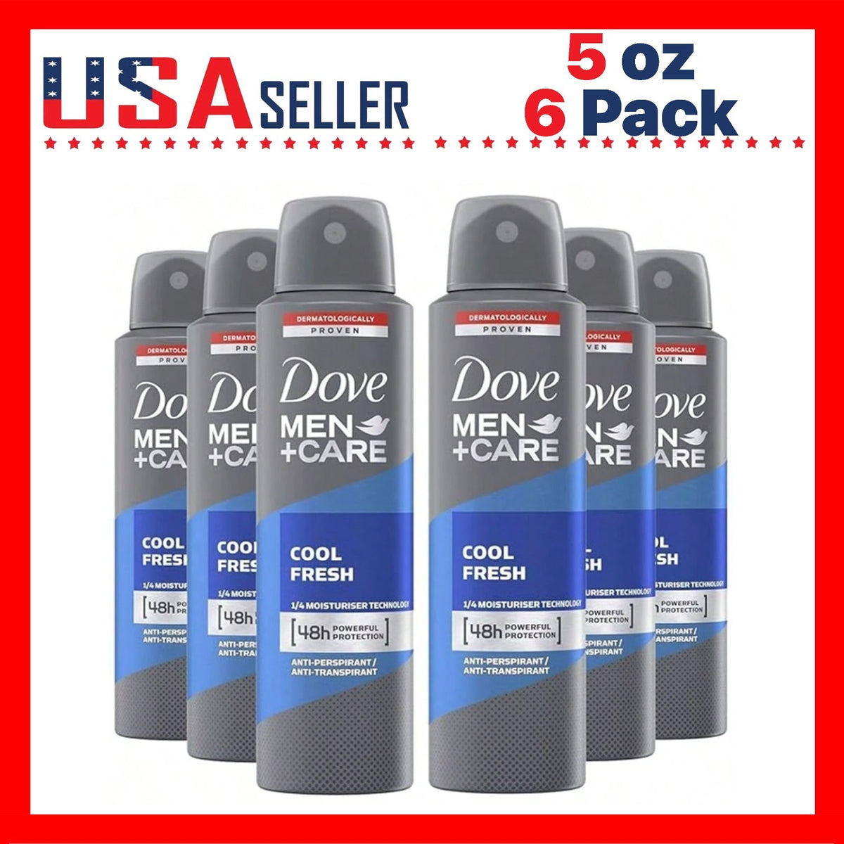 Men's Deodorant Spray 150ml 6-Pack Cool Fresh Eucalyptus Mint Long-Lasting