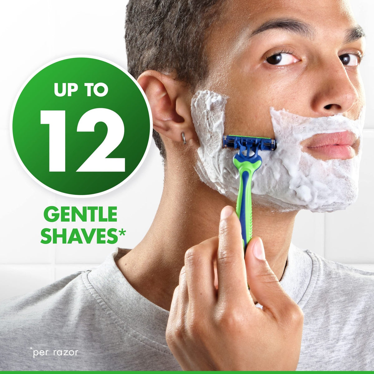 Disposable Razor with 3 Blades - Sensitive Men's Shaving Set, 4 Razors
