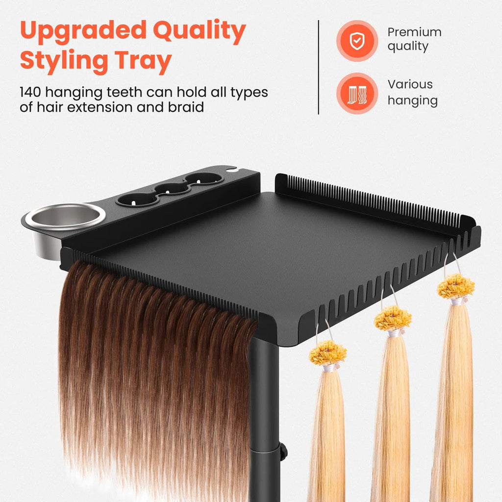 Salon Metal Hairstylist Tray with 360° Rotation for Barber Chairs