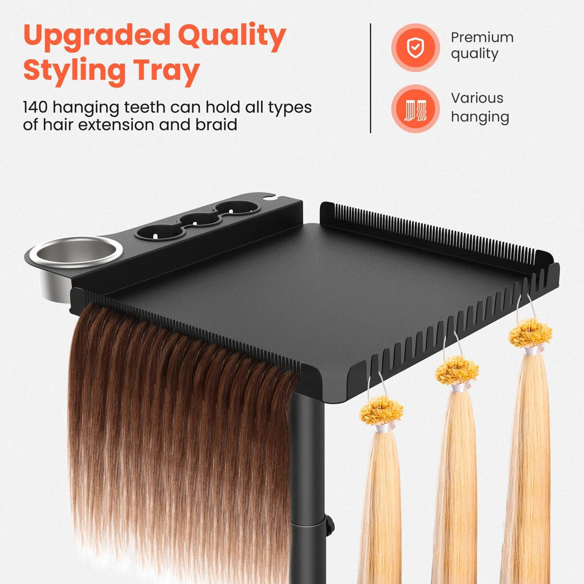 Salon Metal Hairstylist Tray with 360° Rotation for Barber Chairs