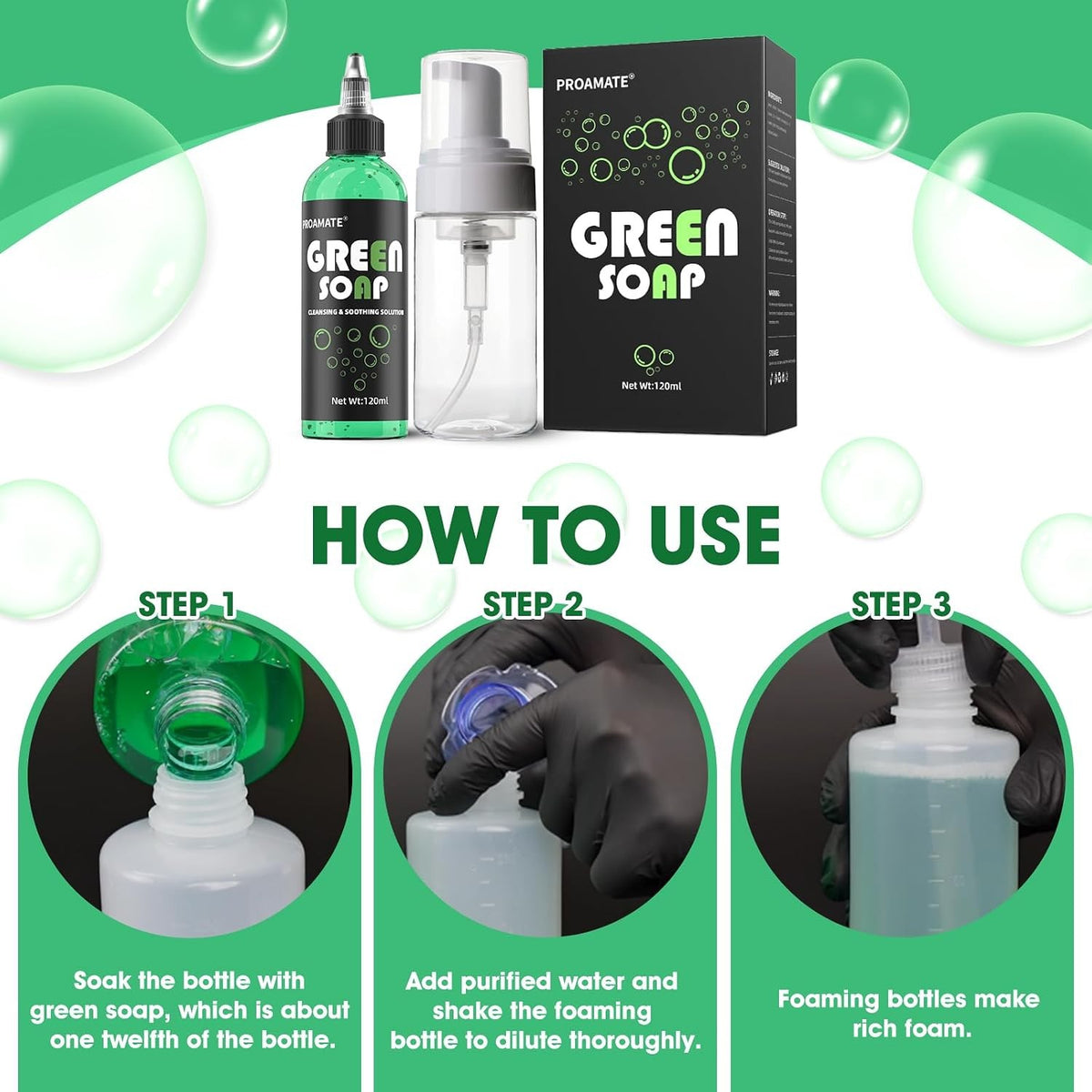 Green Tattoo Soap 4 oz with Foaming Bottle – Ultra Concentrated Tattoo Aftercare