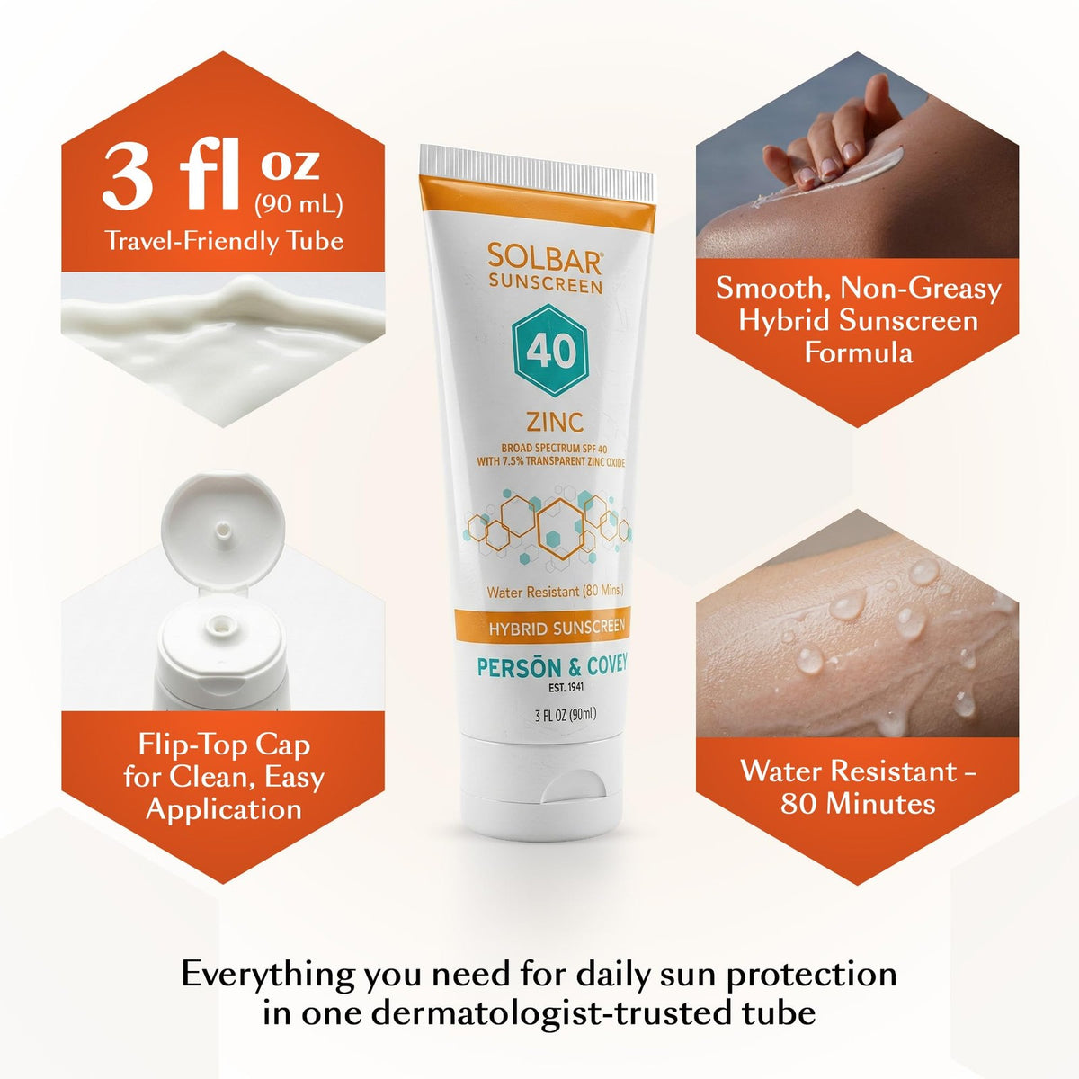 SPF 40 Zinc Hybrid Sunscreen - Transparent, Water-Resistant Travel Size