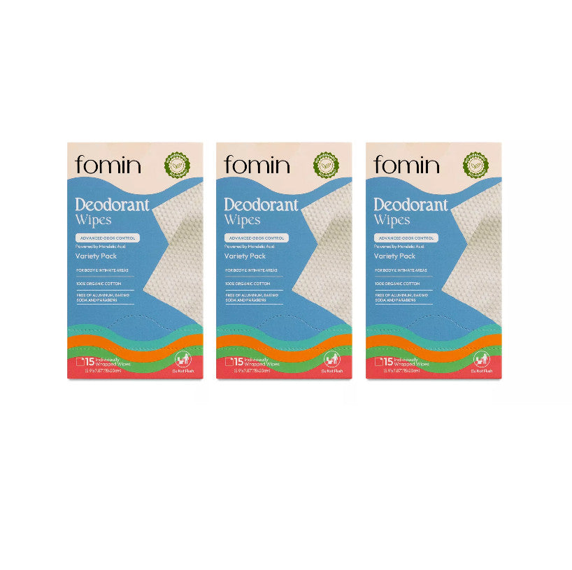 Biodegradable Hypoallergenic Deodorant Wipes Variety Pack - 15 Count, Vegan & Cruelty-Free