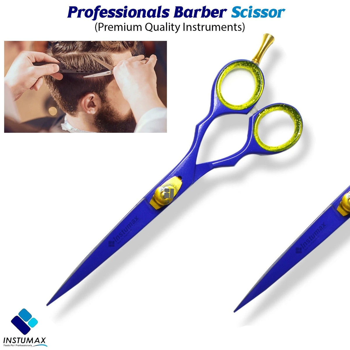 Professional Hair Cutting Scissors - Sky Blue Stainless Steel Salon Shears