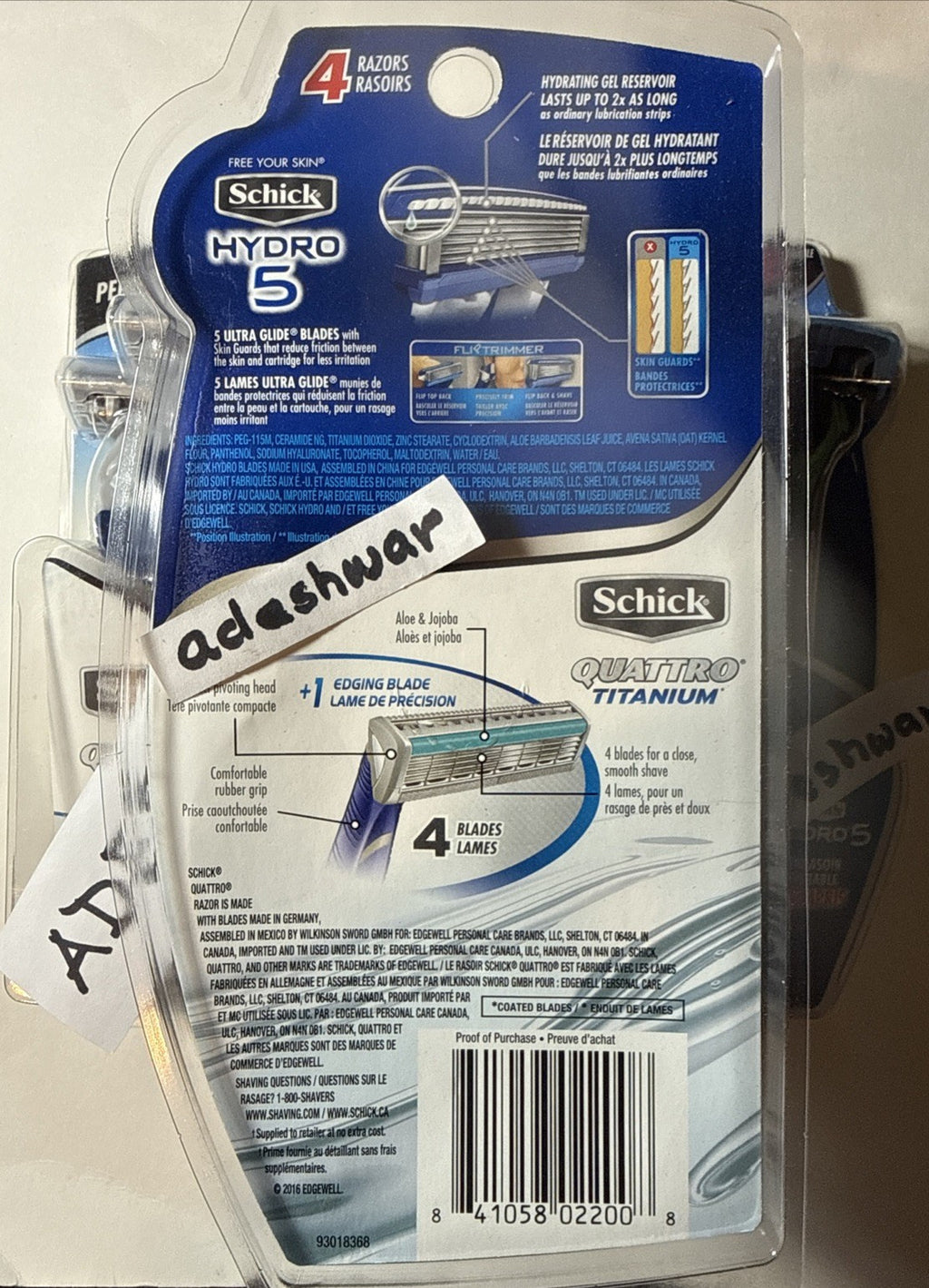 Disposable Razors Pack - 9 Schick Quattro Titanium Hydro 5 Razor Blades 12 Count