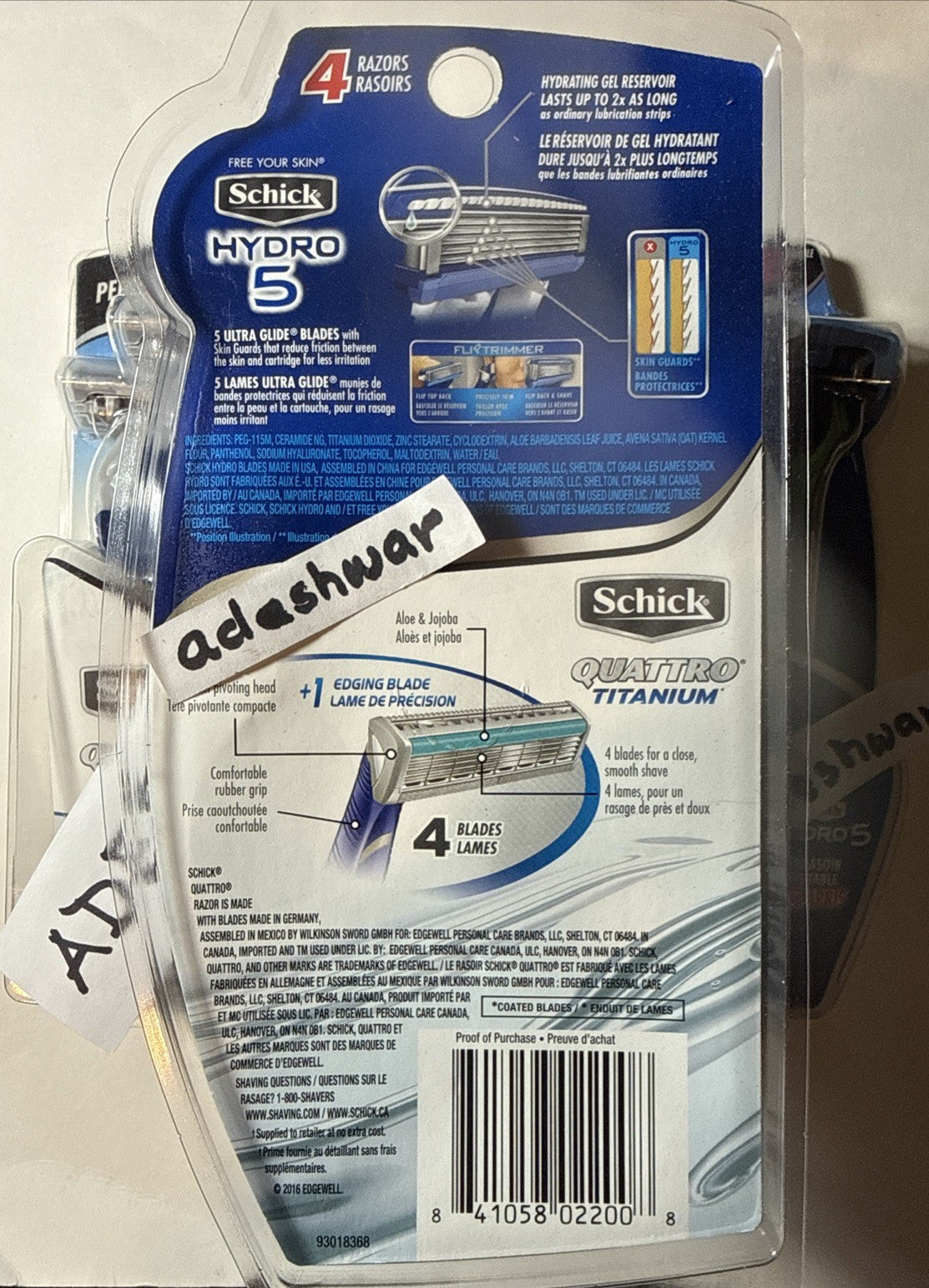 Disposable Razors Pack - 9 Schick Quattro Titanium Hydro 5 Razor Blades 12 Count