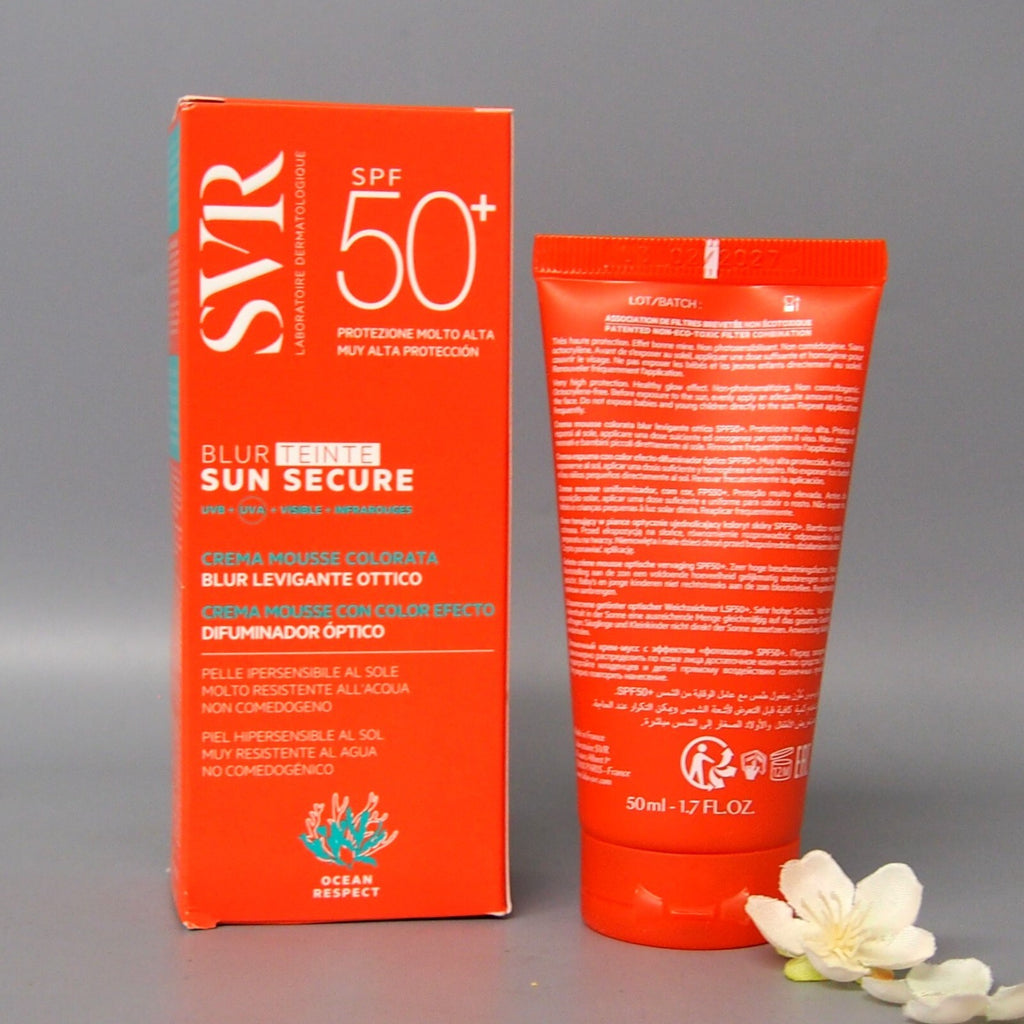 SVR Sun Secure Blur Tinted SPF50+ Face Mousse Cream 50ml - Very High Sun Protection