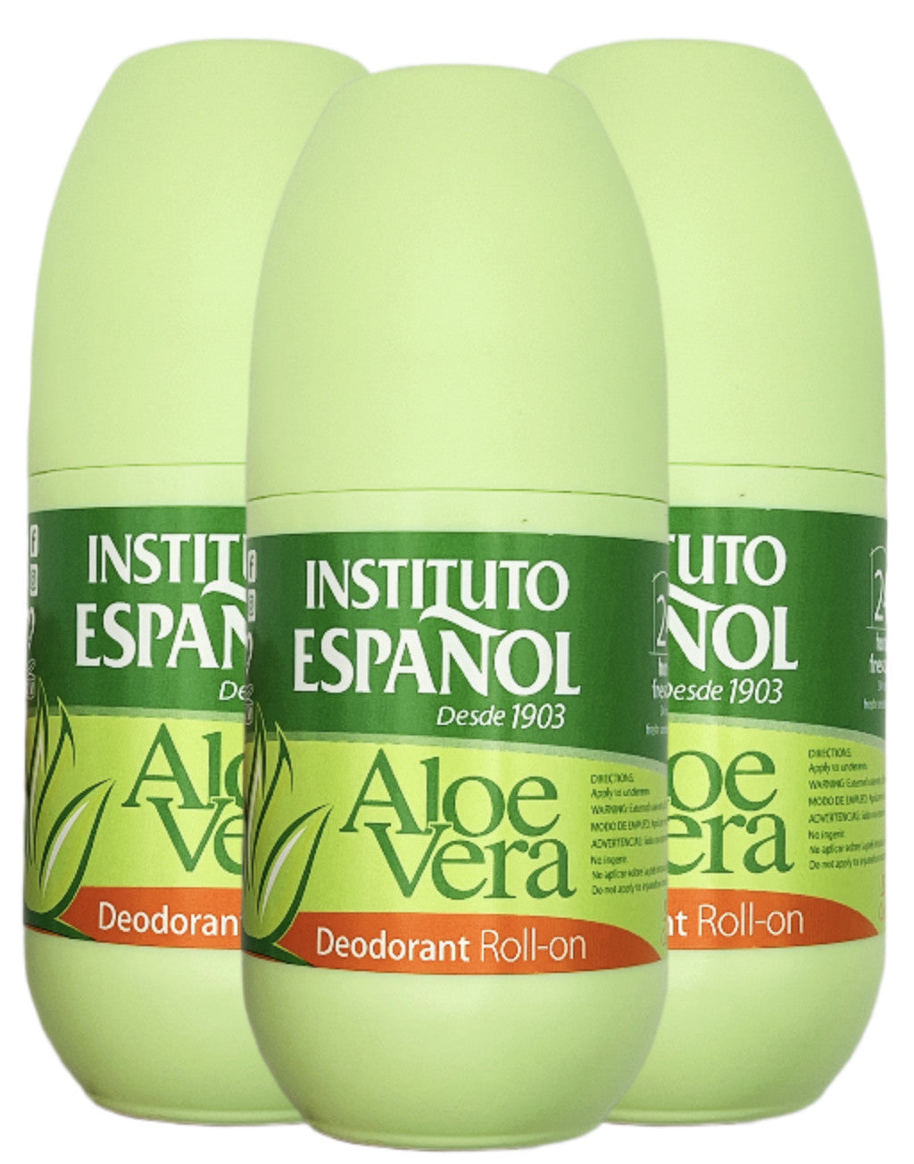 Instituto Español Aloe Vera Deodorant Roll-On 75ml Pack of 3 - 24 Hour Protection