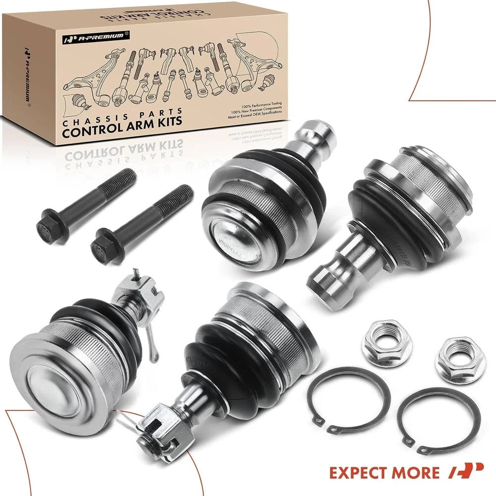 Set of 4 Nissan Front Upper & Lower Ball Joints Kit Replacement Suspension Parts