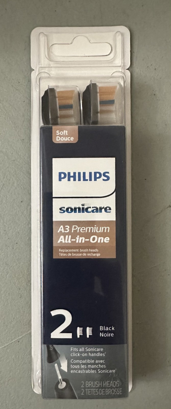 Philips Sonicare All-in-One Black Replacement Toothbrush Heads 2 Pack