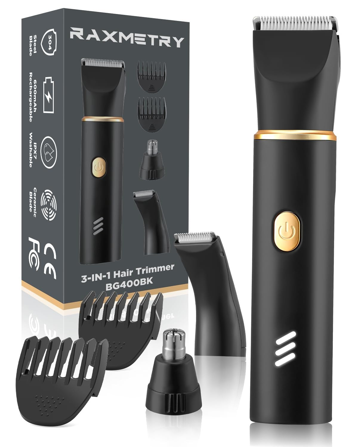 Men's 3-in-1 Waterproof Body Hair Trimmer – USB-C Rechargeable