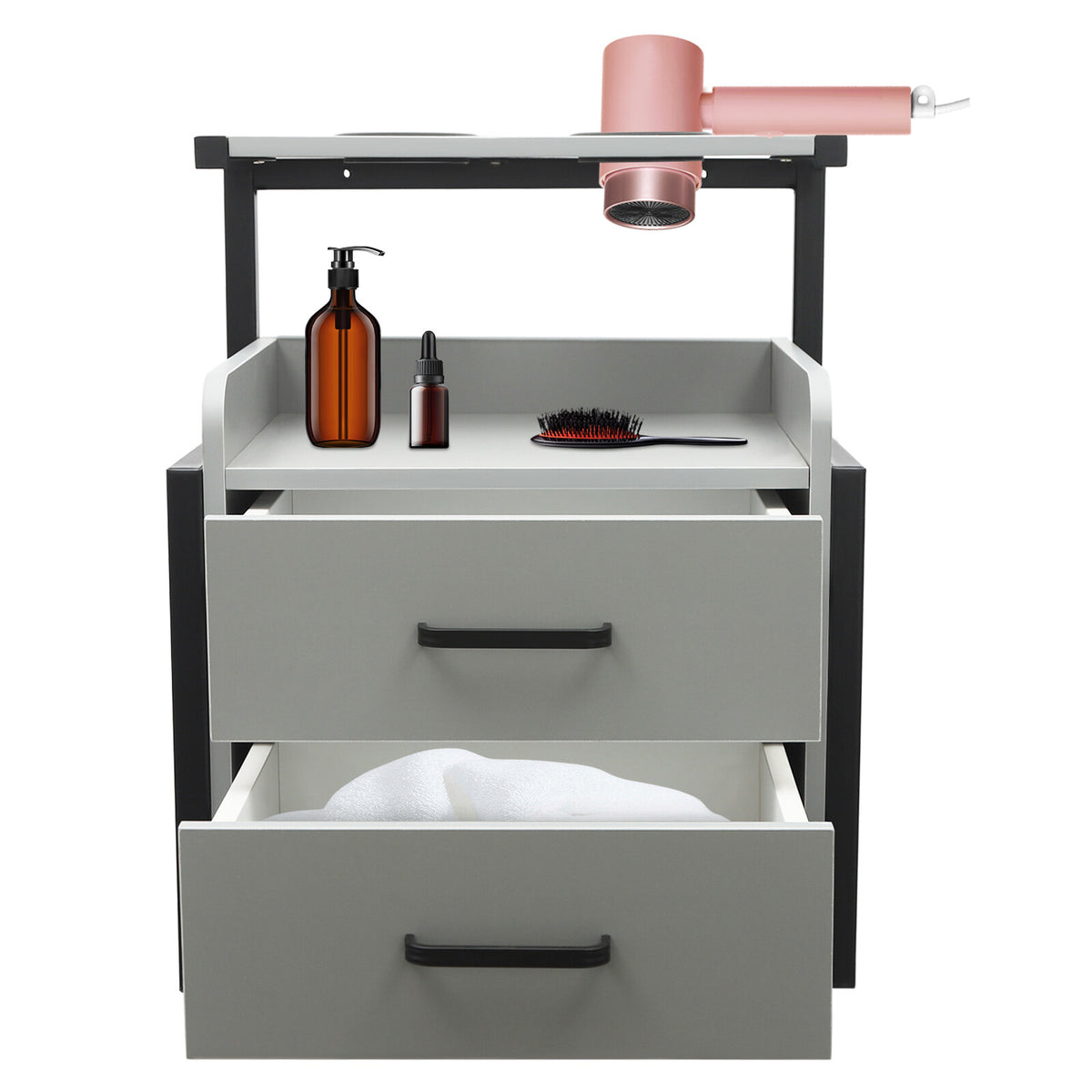 Wall Mounted Salon Storage Cabinet for Hair Salon Equipment - Black & Grey