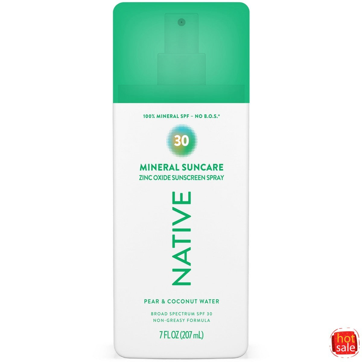 Mineral Sunscreen Spray SPF 30 with Pear & Coconut Water - Vegan, Broad Spectrum