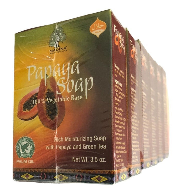 6-Pack Papaya and Green Tea Bar Soap - Nourishing Skin Exfoliation