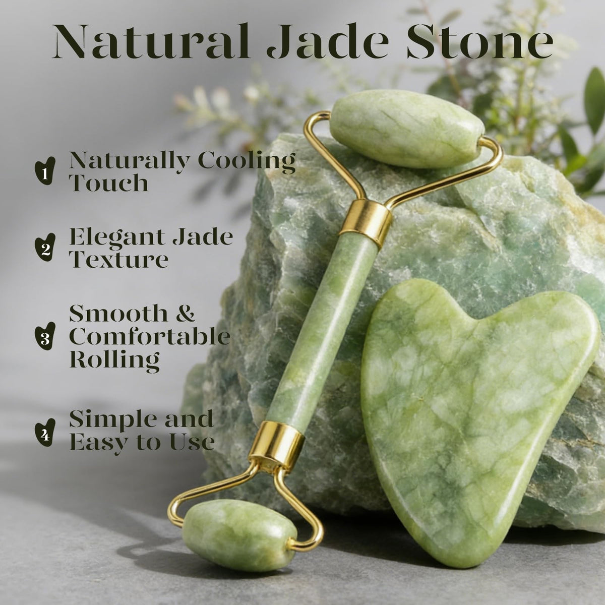 Facial Gua Sha and Jade Roller Set for Skin Tightening and Puffiness Reduction