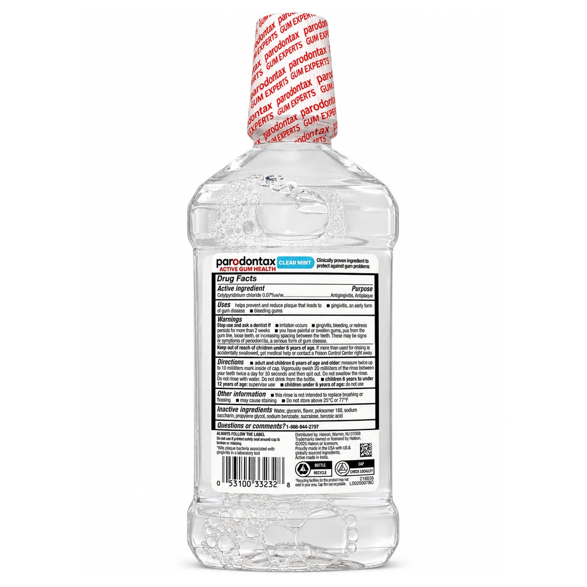 Parodontax Gum Health Alcohol-Free Mouthwash Clear Mint 16.9 Fl Oz