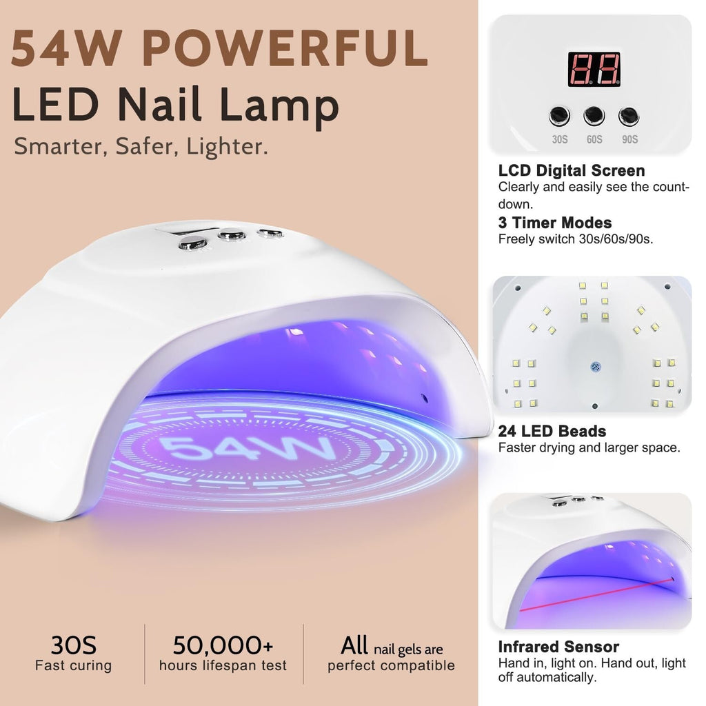 Gel Nail Polish Kit with UV Lamp and 73 Pieces for Professional Manicure