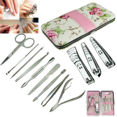 12-Piece Manicure Pedicure Nail Clipper Set with Case and Grooming Tools