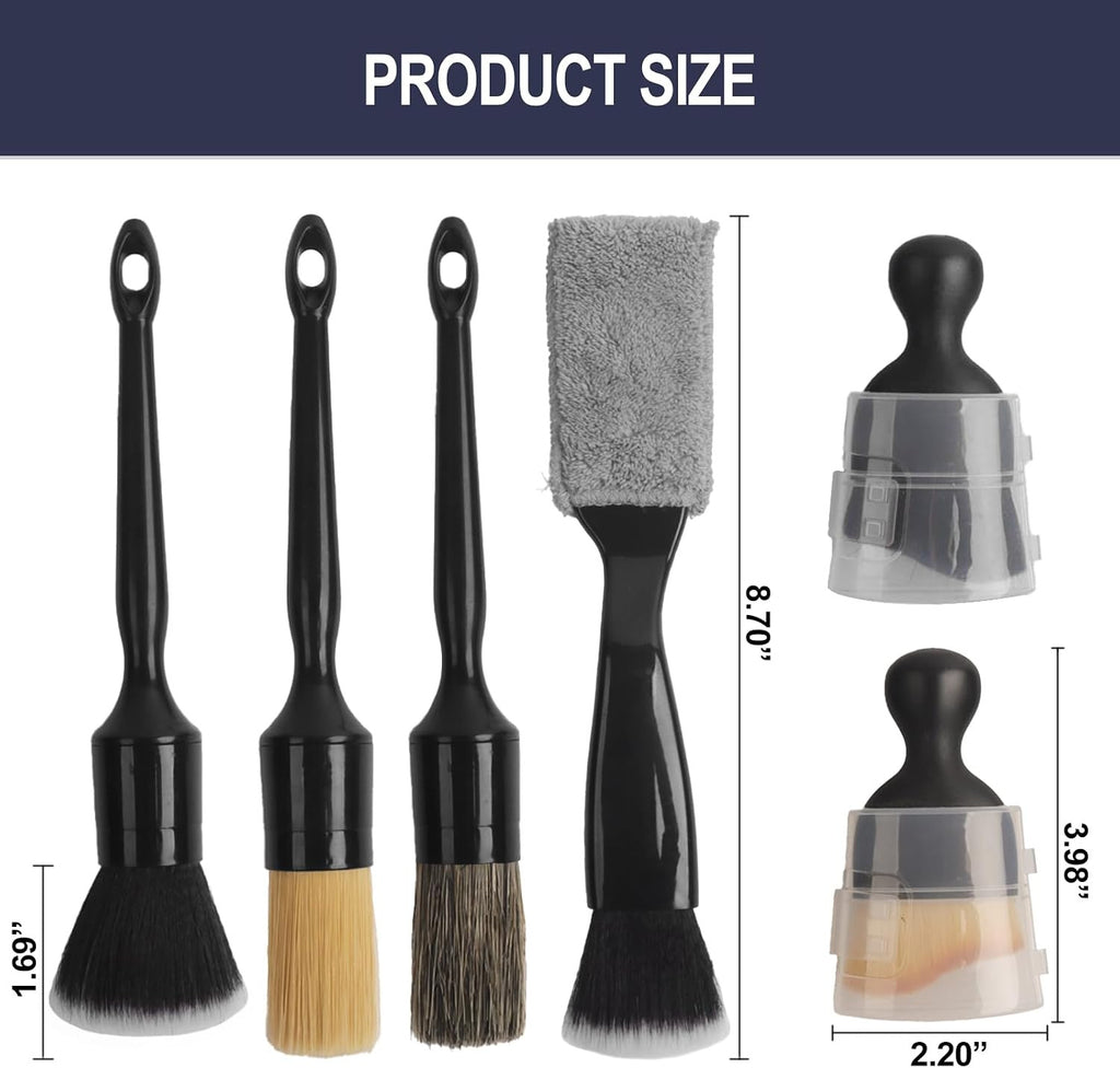 6-Piece Car Detailing Brush Set for Interior & Exterior Cleaning