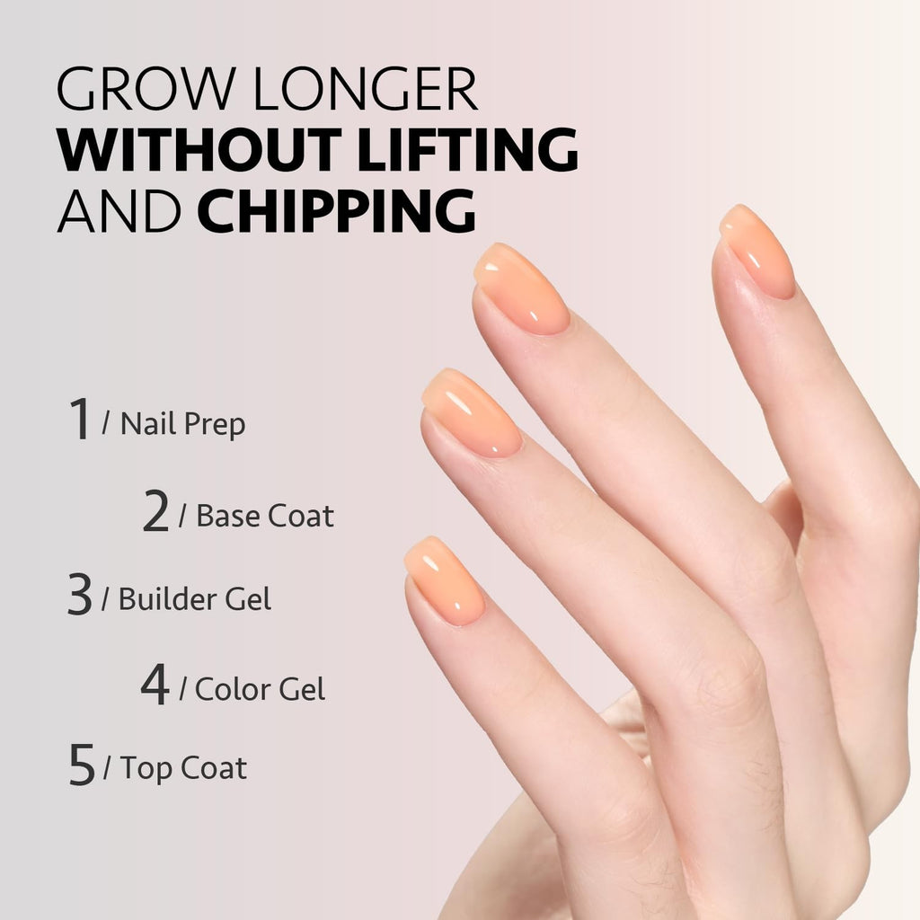 6-Color Builder Gel Nail Set - Milky White Pink Nude Vivid Extensions