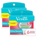 Gillette Venus Extra Smooth Women's Razor Blade Refills - 6 Count, 2 Pack