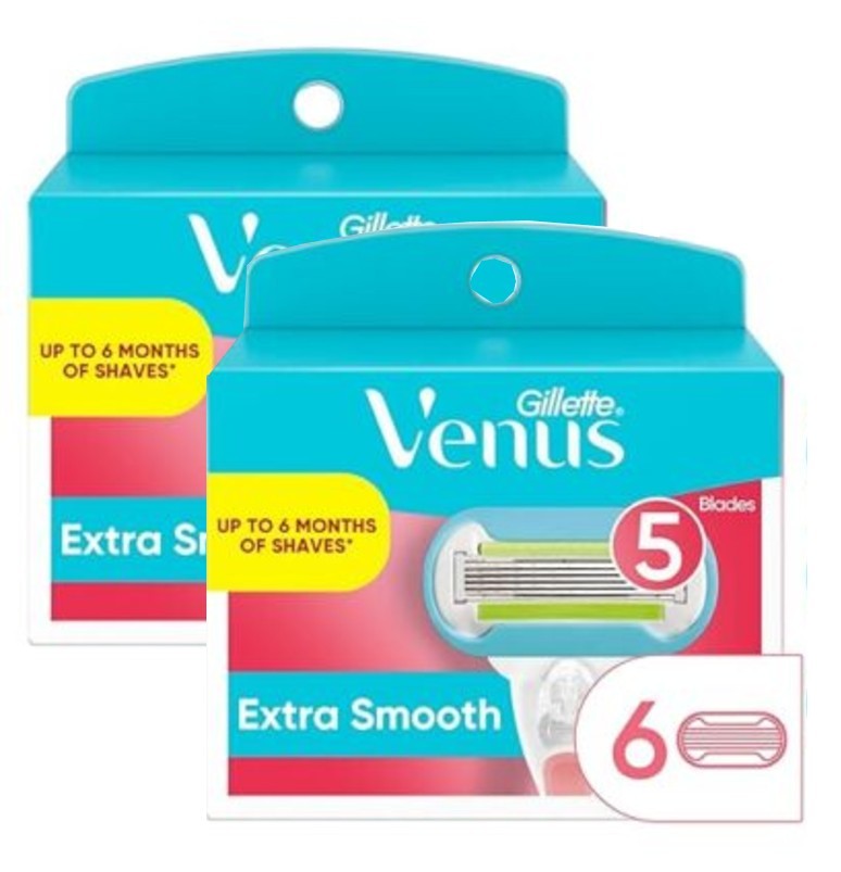 Gillette Venus Extra Smooth Women's Razor Blade Refills - 6 Count, 2 Pack