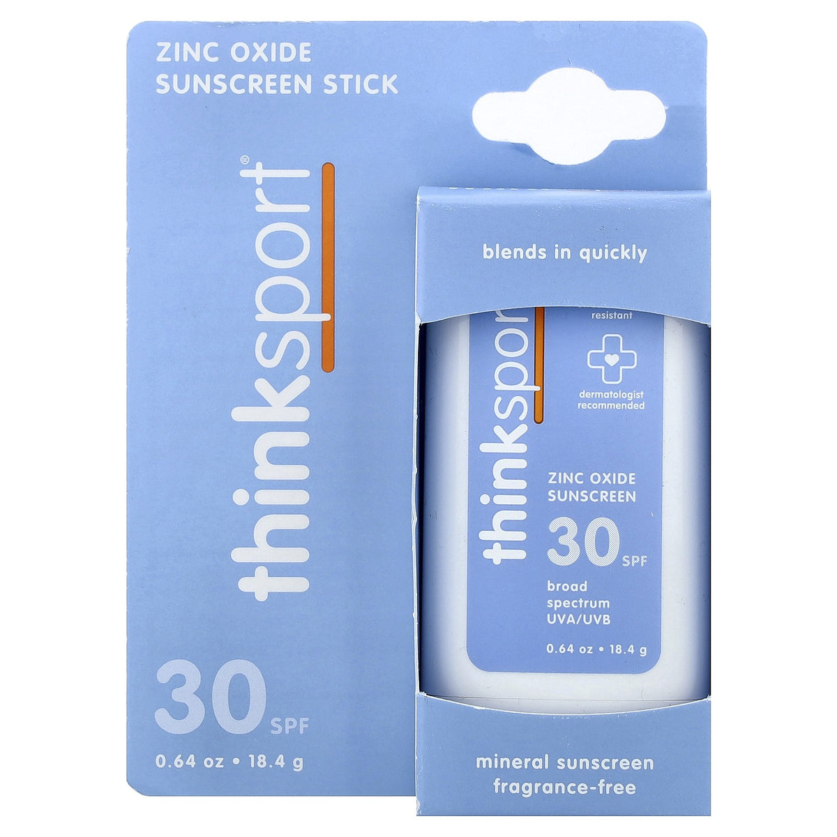 SPF 30 Mineral Sunscreen Stick Fragrance-Free Waterproof 0.64 oz