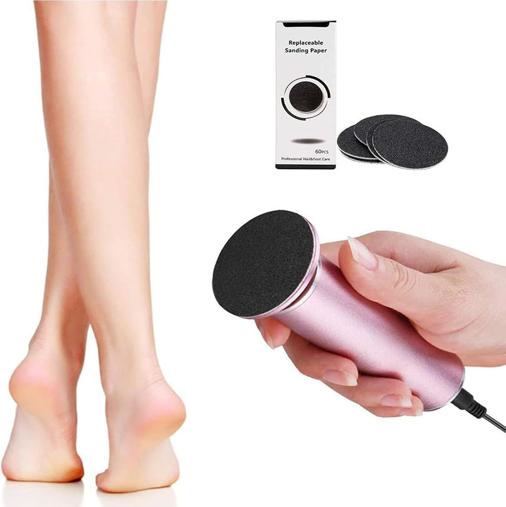 Electric Foot File Callus Remover with 60 Sandpaper Discs - Adjustable Speed Pedicure Tool