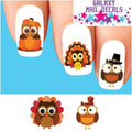 Waterslide Owl Nail Decals Set of 20 Fall Thanksgiving Nail Art Stickers