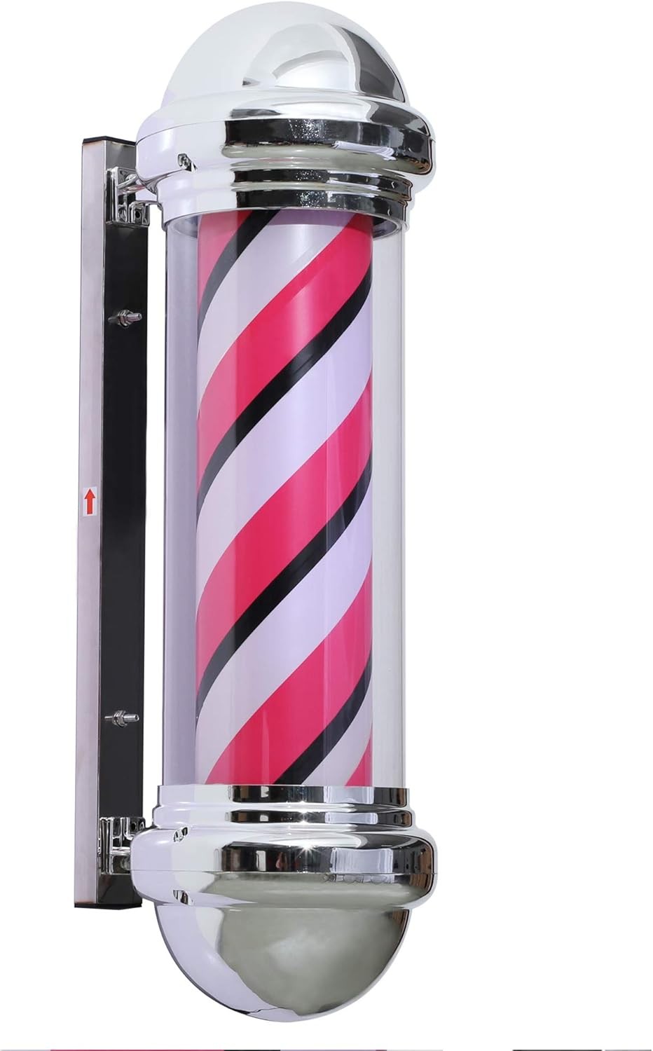 Rotating LED Barber Pole Sign with Metal Frame for Hair Salons - Multiple Colors