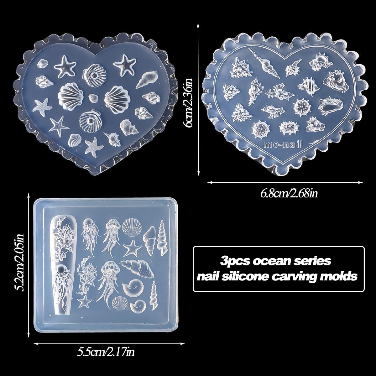 3D Starfish Silicone Nail Mold Set - Ocean-Themed Nail Art Tools, 3 Pieces