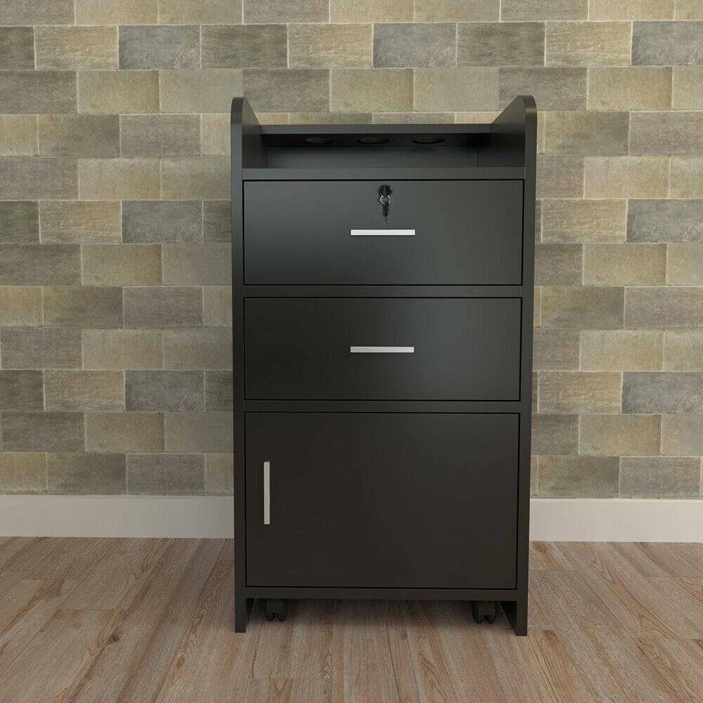 3-Tier Salon Station Cabinet for Hair Styling & Barber Shops
