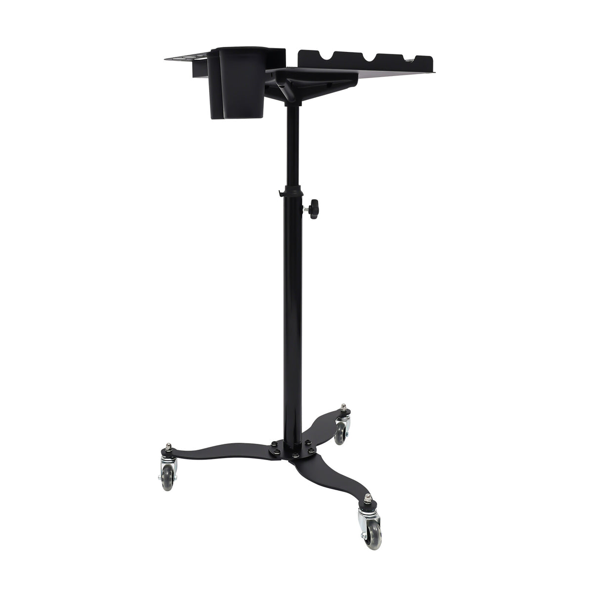 Mobile Salon Hairdressing Cart with 2 Bowls & Rolling Service Tray, Stainless Steel