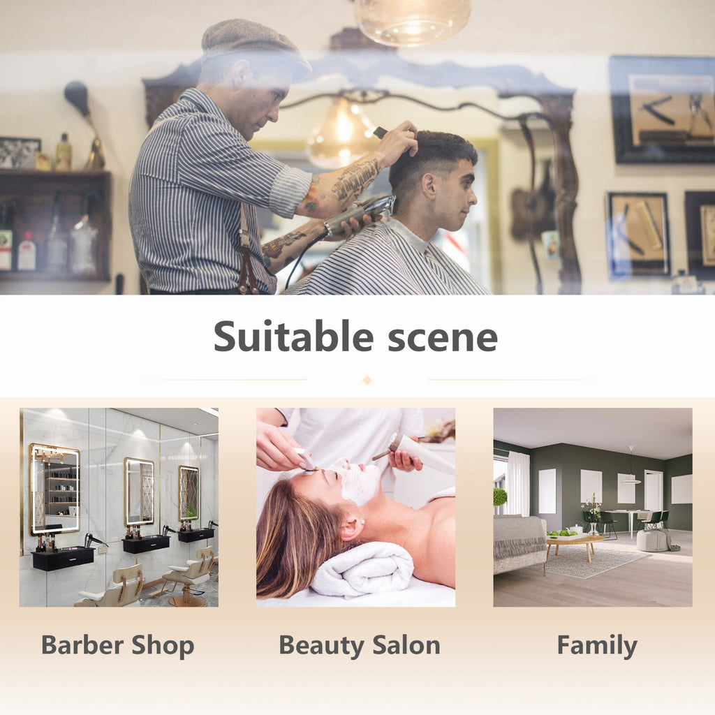Wall-Mount Styling Station for Hair Salon Barber Spa Storage Cabinet
