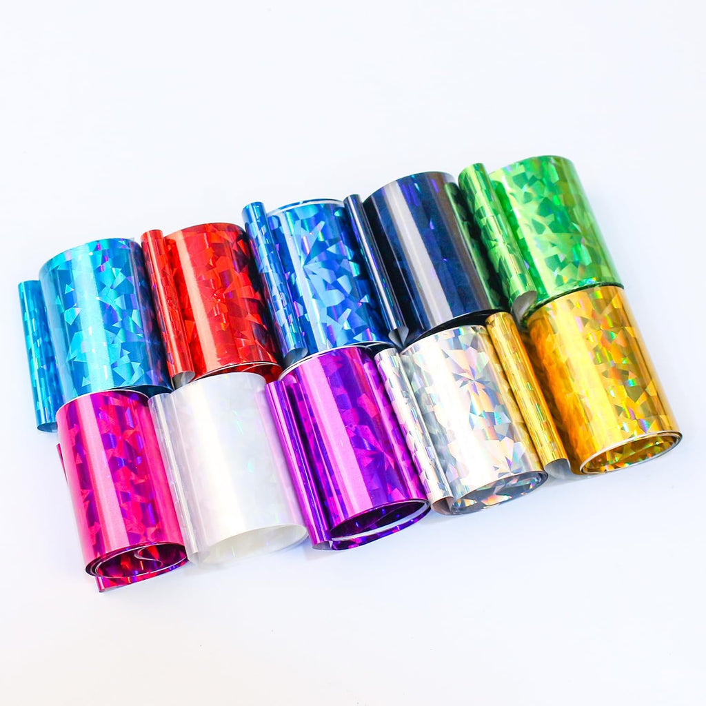 Iridescent Nail Foil Sheets - Holographic Transfer for Nail Art, 10 Rolls