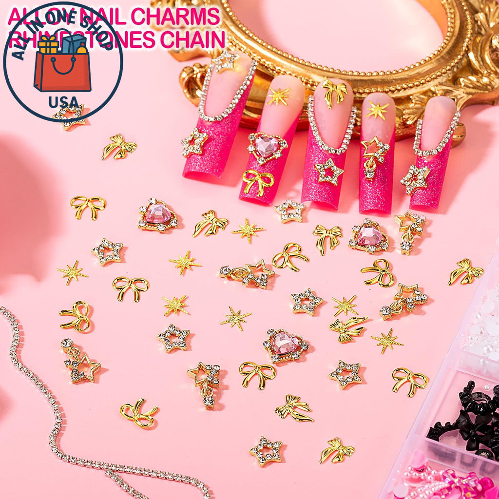 3D Nail Charms & Gems Set with Butterflies Stars for Nail Art - 8000 Pieces