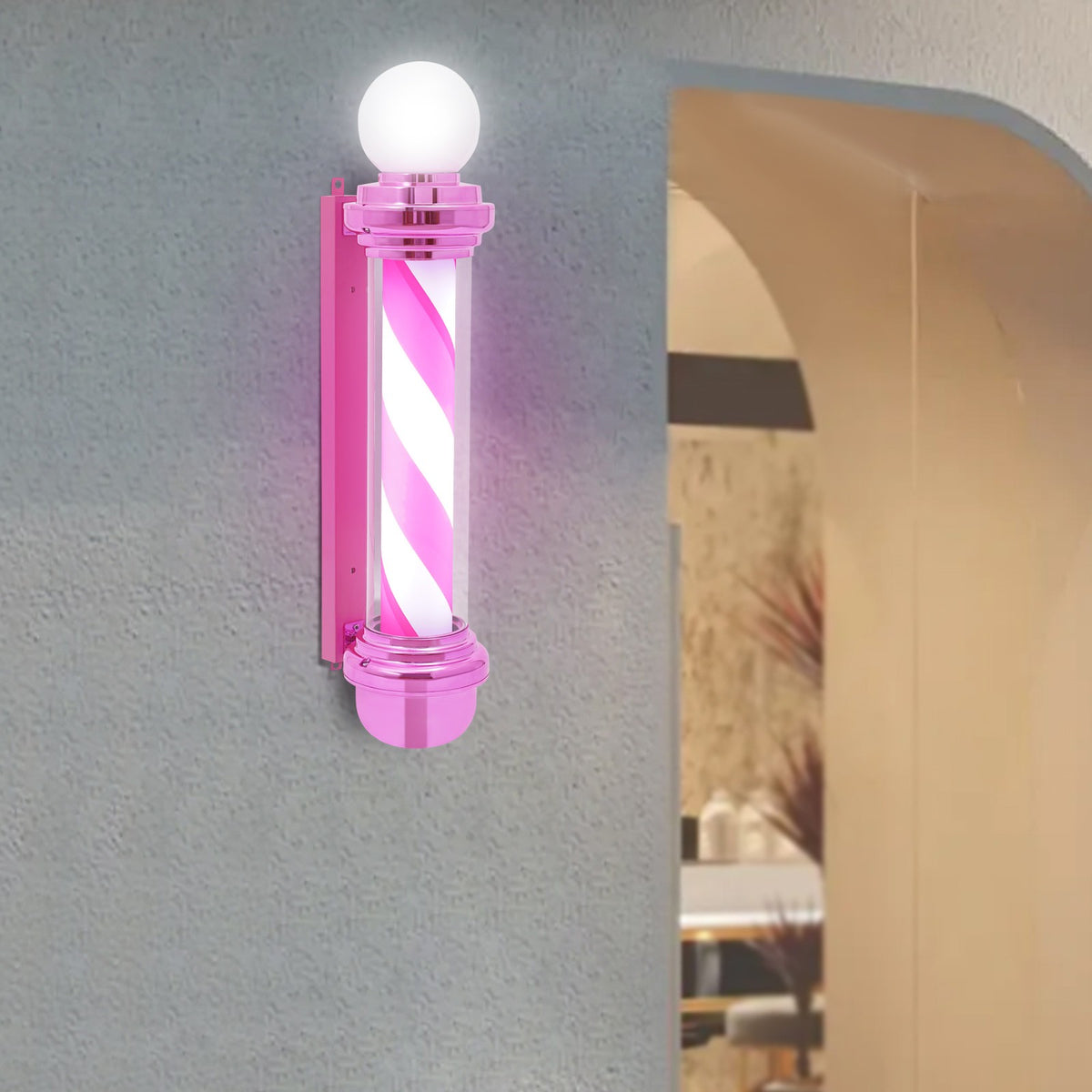 Barber Pole Light with LED Rotation for Barbershop Decoration