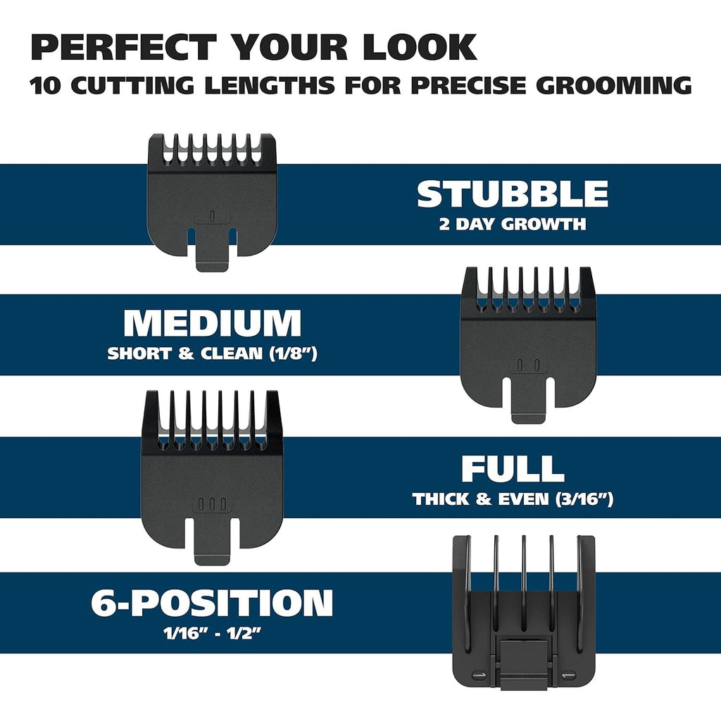 Battery Operated Beard Trimmer for Men with Adjustable Lengths and Accessories