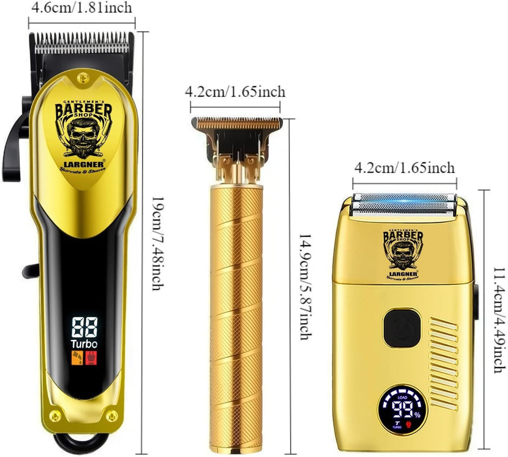 Cordless Professional Hair Clippers & Trimmer Set for Men - Waterproof, Low Noise, Multiple Lengths