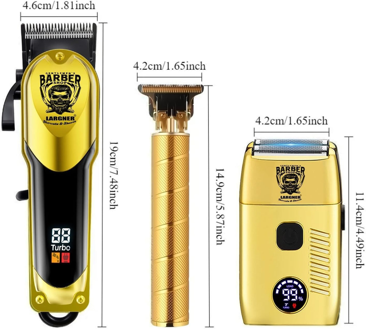 Cordless Professional Hair Clippers & Trimmer Set for Men - Waterproof, Low Noise, Multiple Lengths