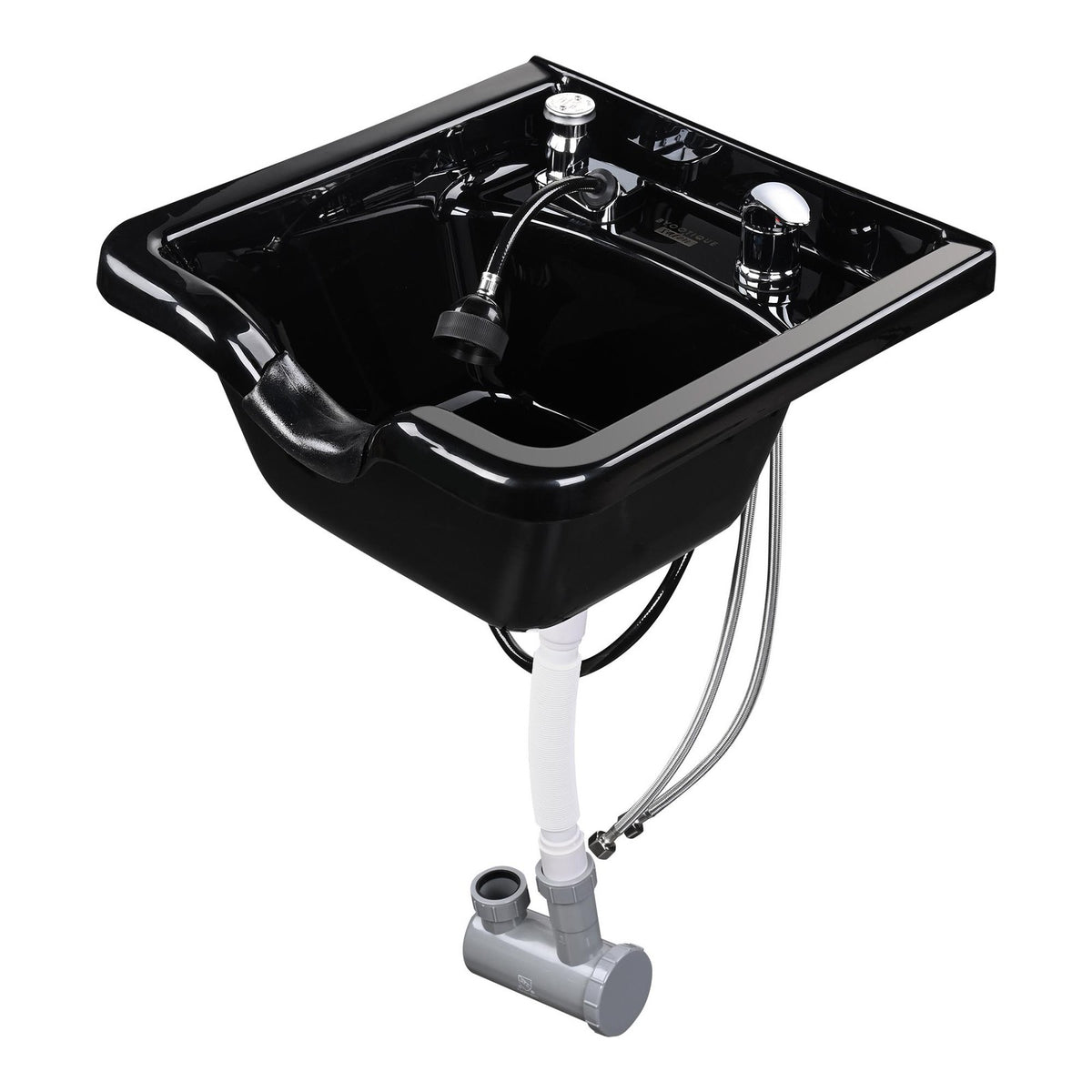 Salon Shampoo Bowl with Neck Rest and Extendable Sprayer for Hair Washing