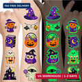 Glow-in-the-Dark Halloween Temporary Tattoos for Kids – 96 Designs